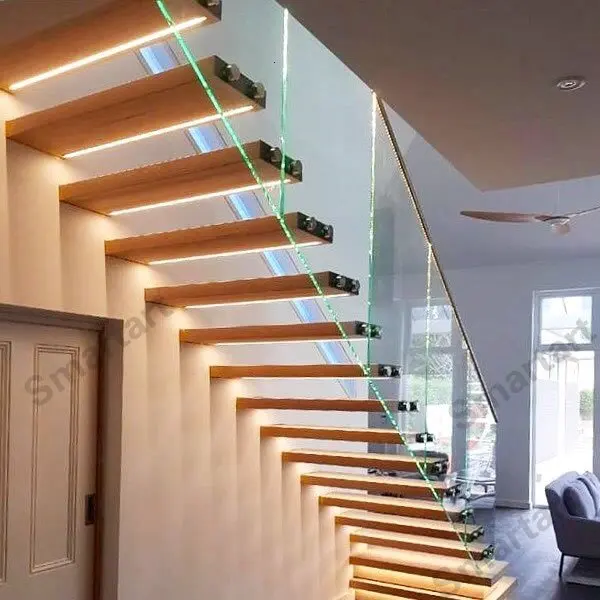 Top quality portable wood floating stairs hidden cantilever stairs