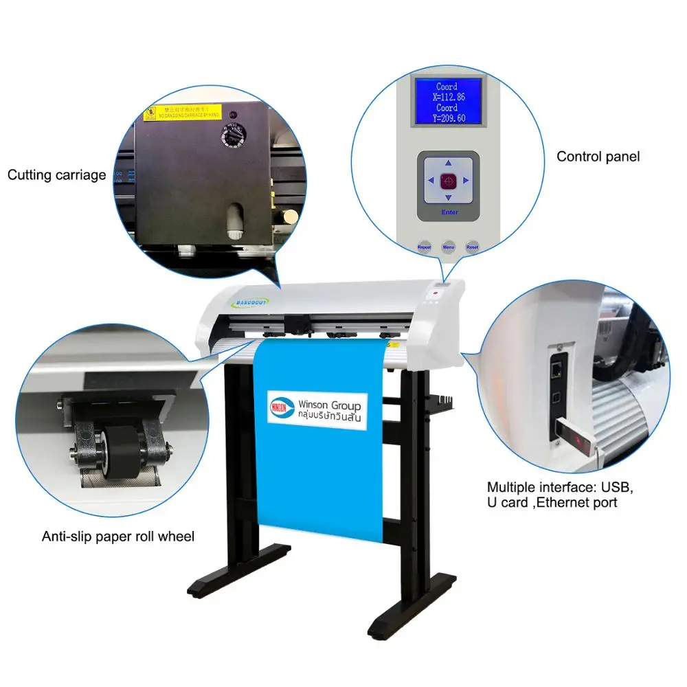 Bascocut USB driver 2000g cutting force sticker cutting plotter/680mm servo motor plotter cutter