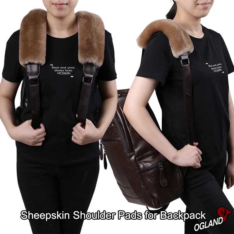 
Sheepskin wool seat belt shoulder pads for backpack 