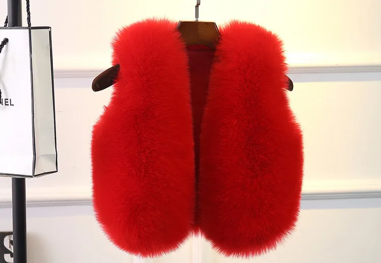 Детский меховой жилет B22800A, жилет из искусственной лисьей шерсти, куртка, жилеты