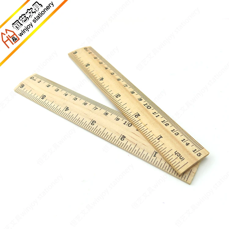 Hot Eco 15cm Wooden Rulers with Centimeters and Inches, Metric Wood Ruler for Students Drafting School Custom Printing