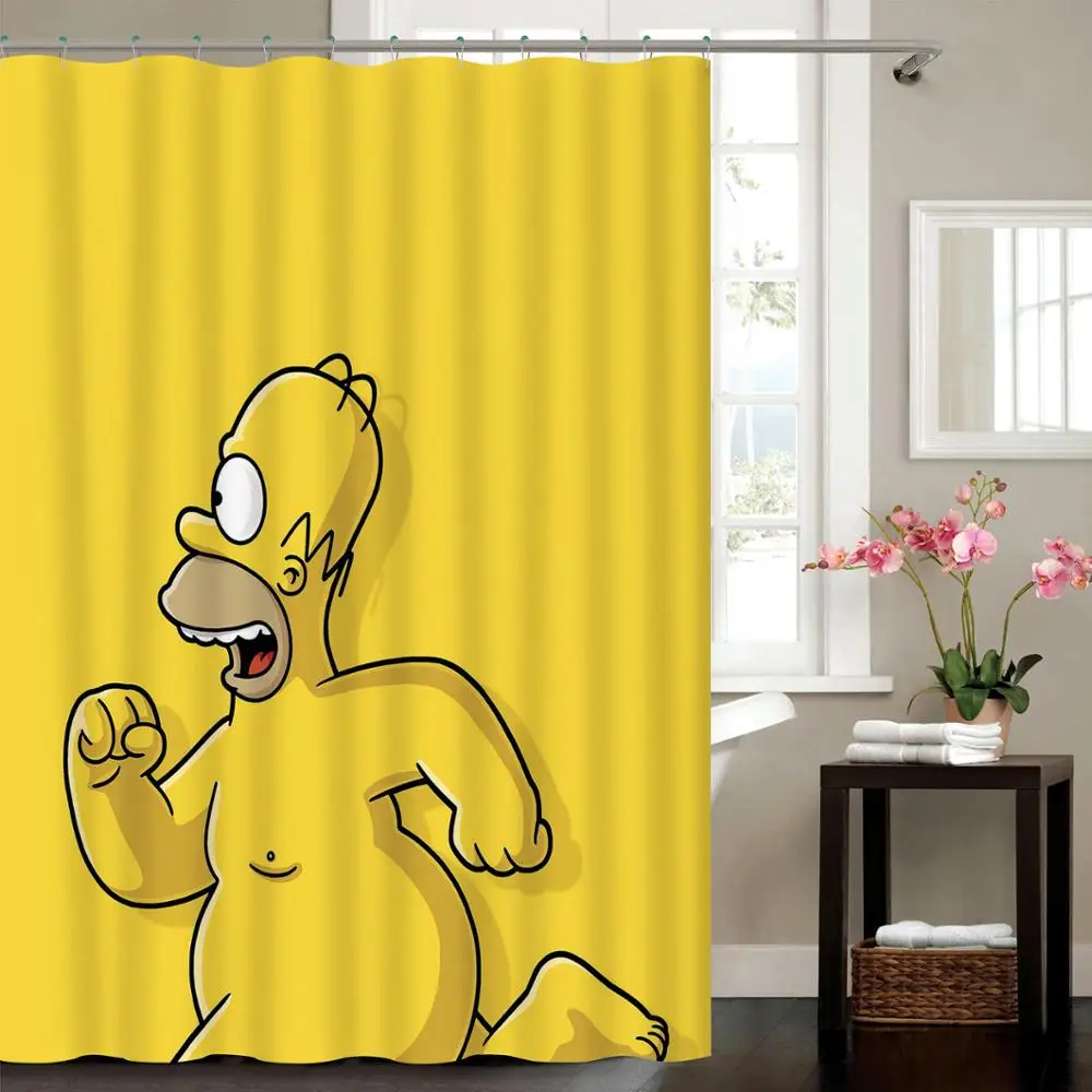 Wholesale Custom Design Digital Printing Fancy Cute Cartoon Characters Printed Bathroom Shower Curtains