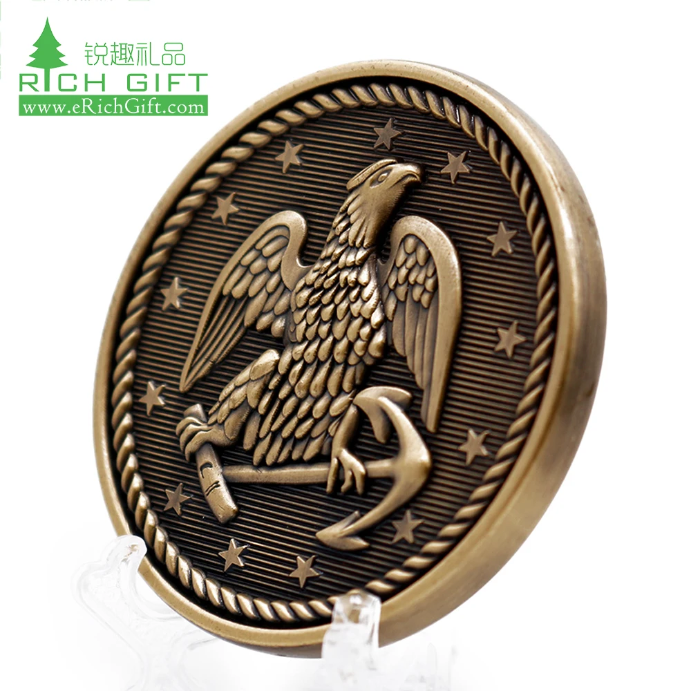 Personal unique design antique ancient blank gold brass nickel round custom copper challenge coins for souvenir