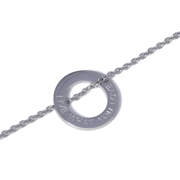 Fashion jewelry Custom 18k gold plated stainless steel engraved word washer pendant