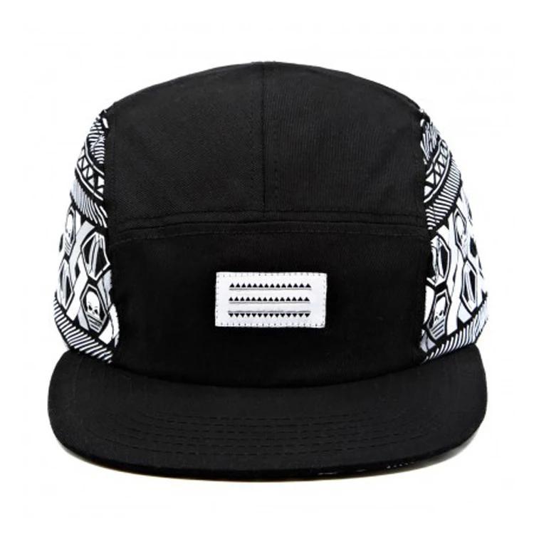 Black 5 panel hat custom your pattern 5 panel cap