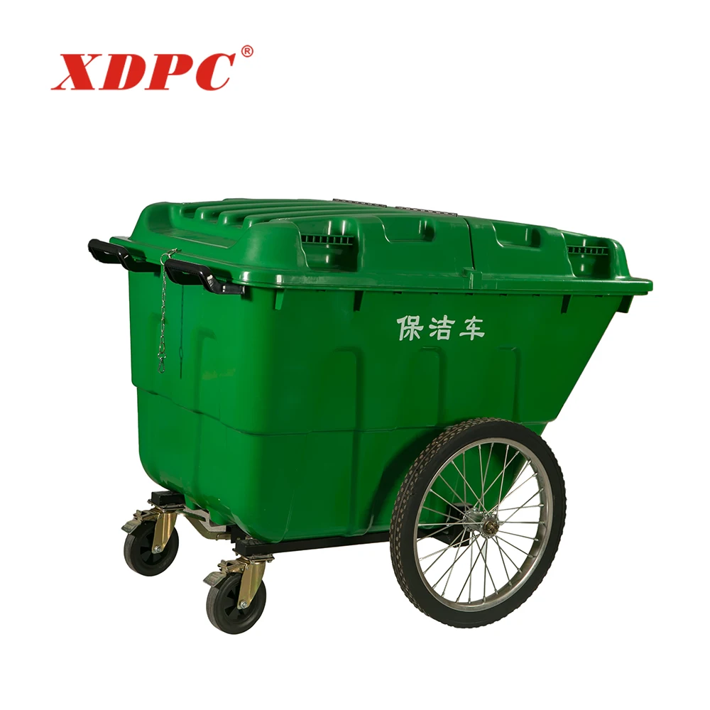 Industry mobile outdoor 400 liter plastic garbage container dustbin cart