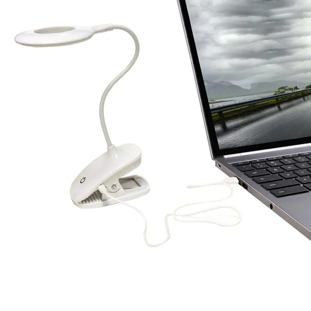BT-6362 Rechargeable Led Clip on Light, 3 AAA Battery Portable Book Light w/ 3 Brightness Level, 360 Degree Flexible Touch Lamp