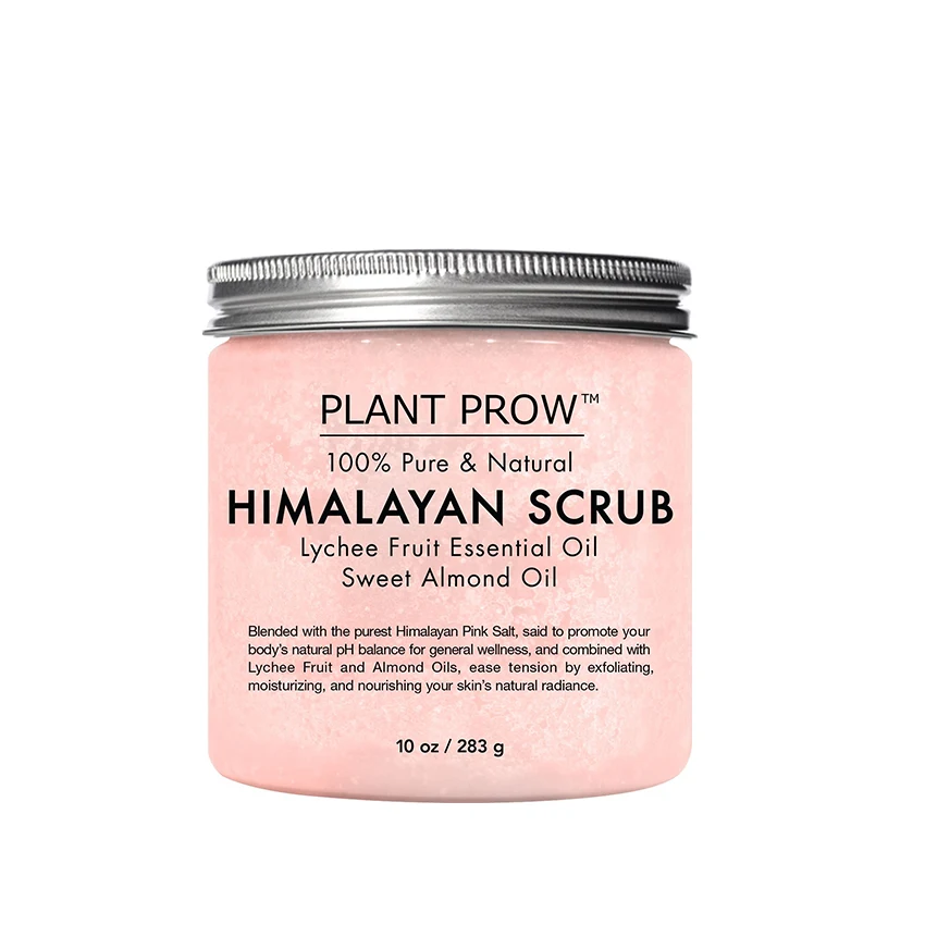 
OEM Hot Selling Himalayan Salt Body Scrub Lychee Fruit Essential Oil Exfoliating Body Scrub 