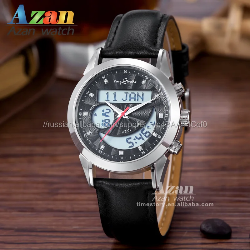  Арабские  мусульманские  молитвы  азан часы  movemet  календарь  двойной  жидкокристаллический  водонепроницаемые часы 