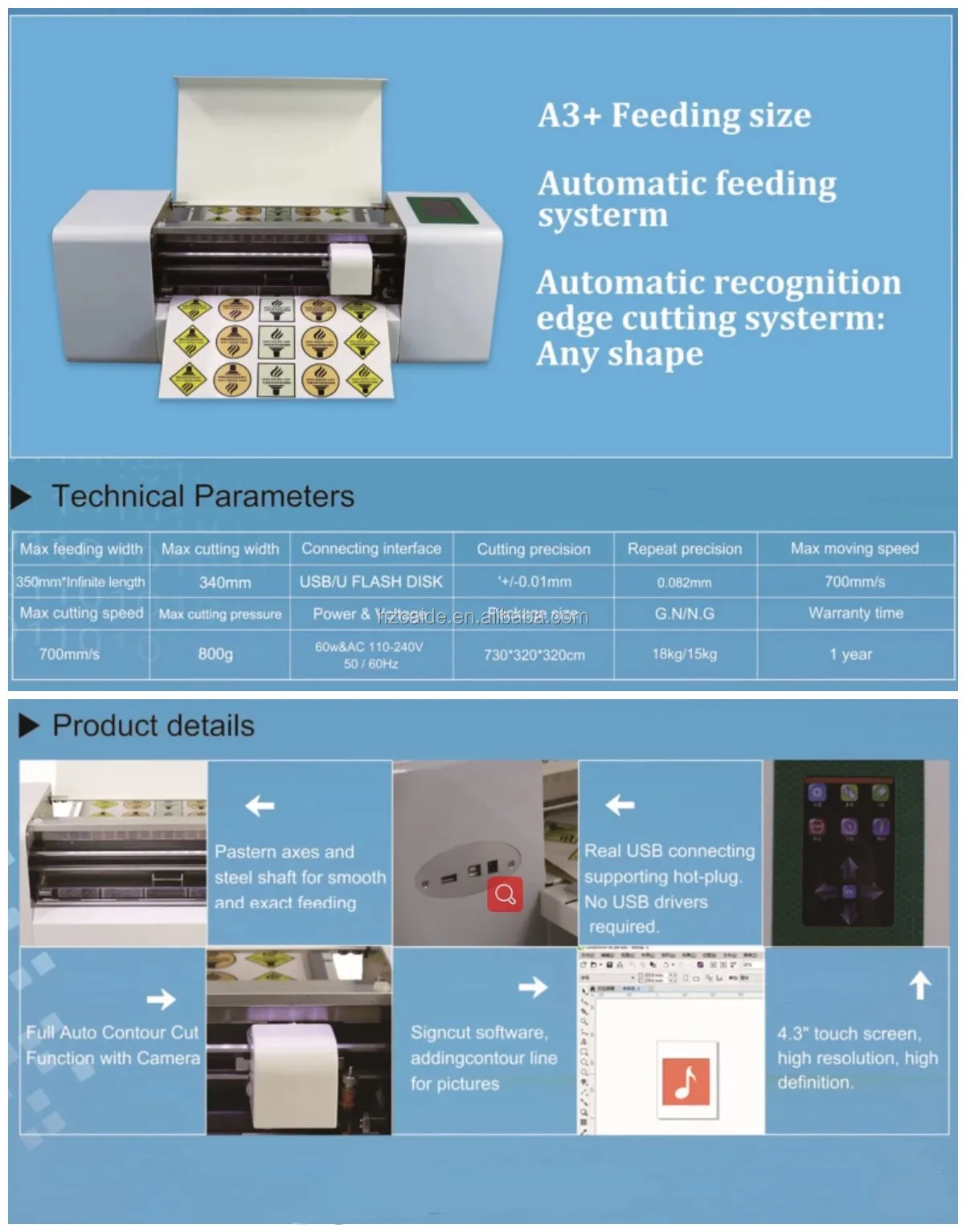 WD-360DK)  A3+ feeding size automatic feeding paper label sticker digital die cutting machine