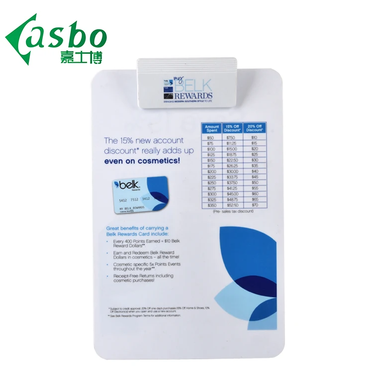 Customized color printed cleanroom FC size plastic nursing clipboard