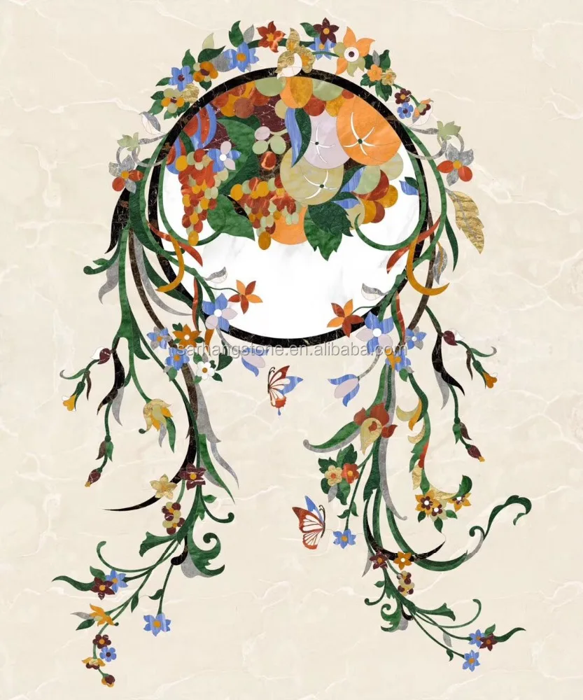 flower water jet marble flooring pattern