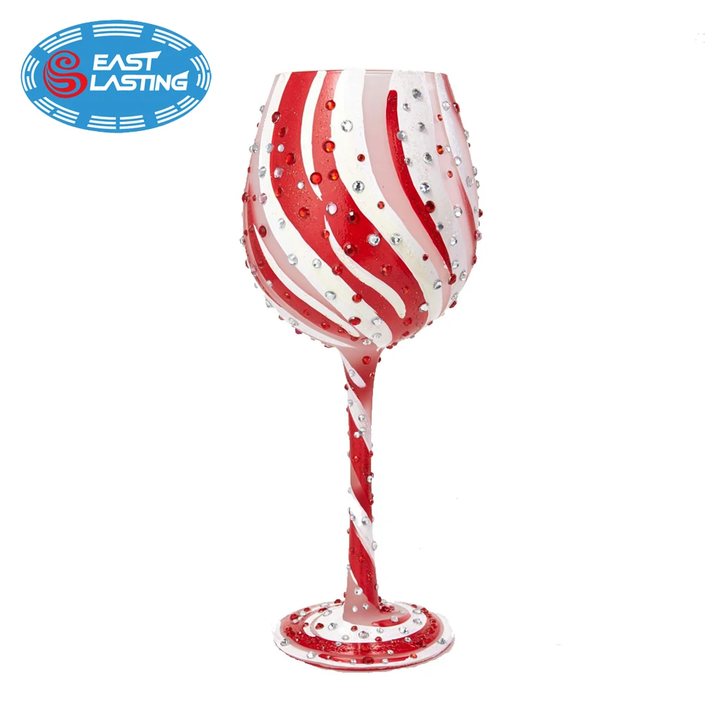 
Personalized swirl shiny colorful handmade glitter wine glass with decorated stem custom wine tumbler 
