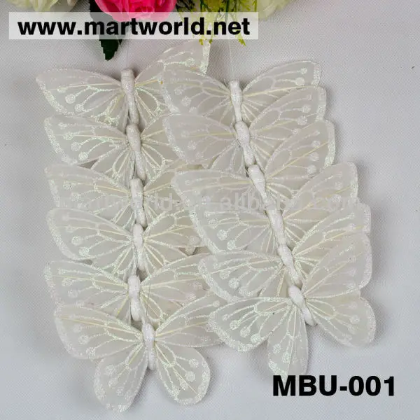 New Wholesale white feather butterflies for wedding decoration;Delicate white feather butterfly garland for event&party(MBU-001)