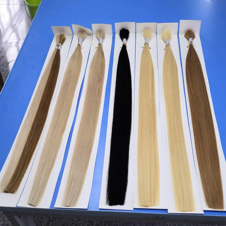 Double drawn virgin russian slavic human hair bulk