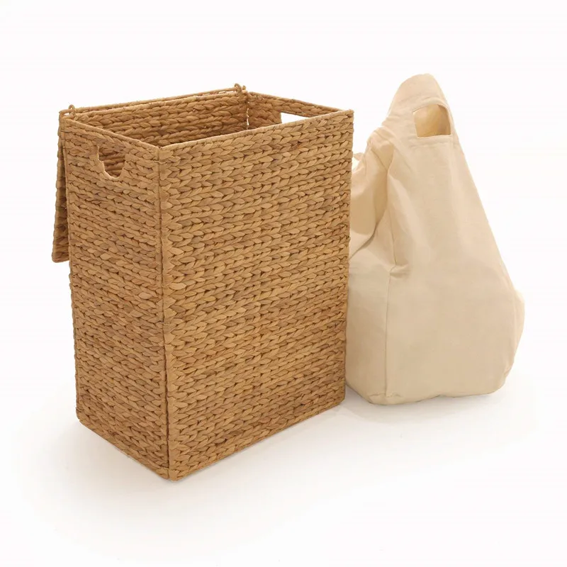 Cheap Folding Handmade Wicker Straw Woven Wooden Laundry Basket