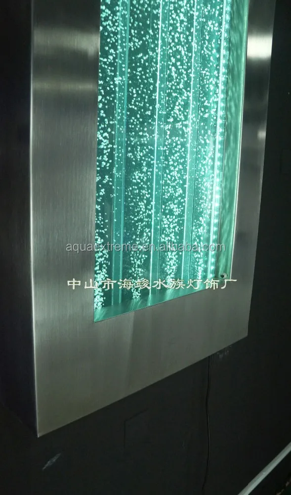 Wall mounted LED water bubble wall, stainless steel frame bubble panel