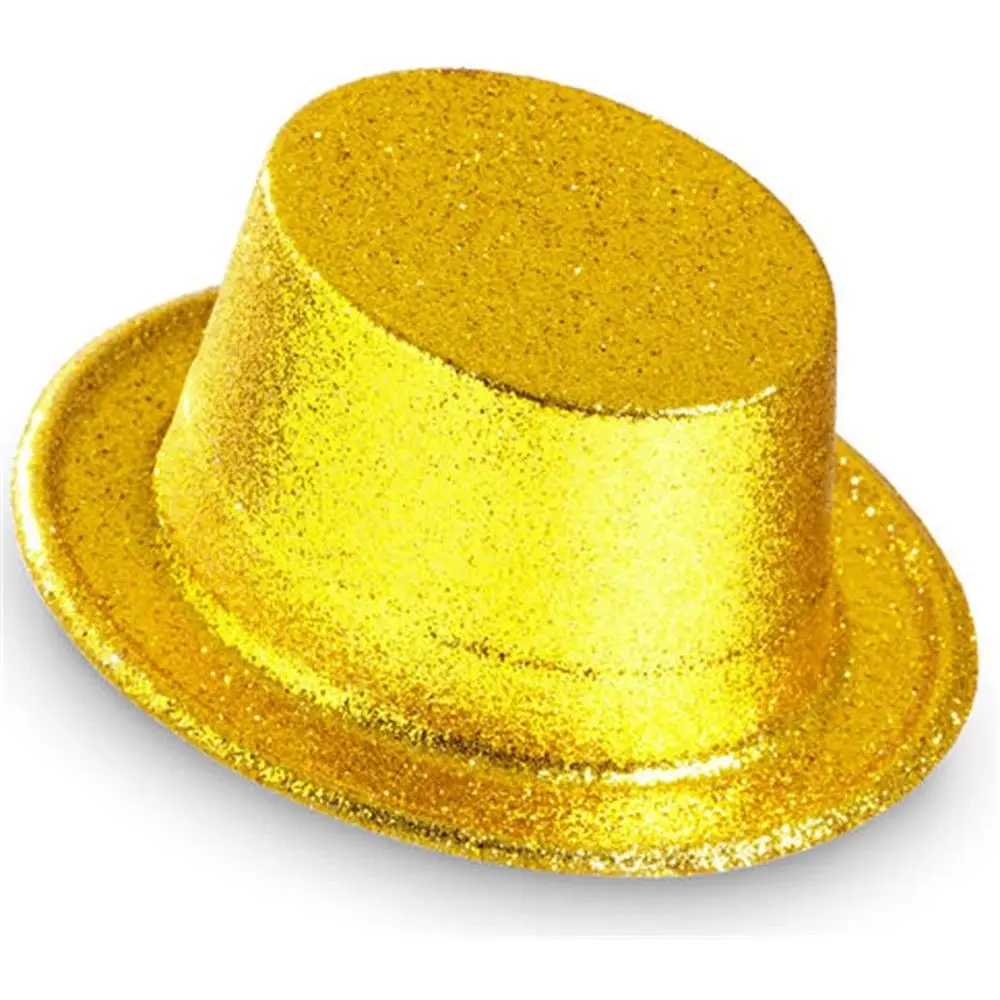 Yellow Adults Glitter Top Hat - Carnival Circus Sfx Clown Parade Funfair AD1430