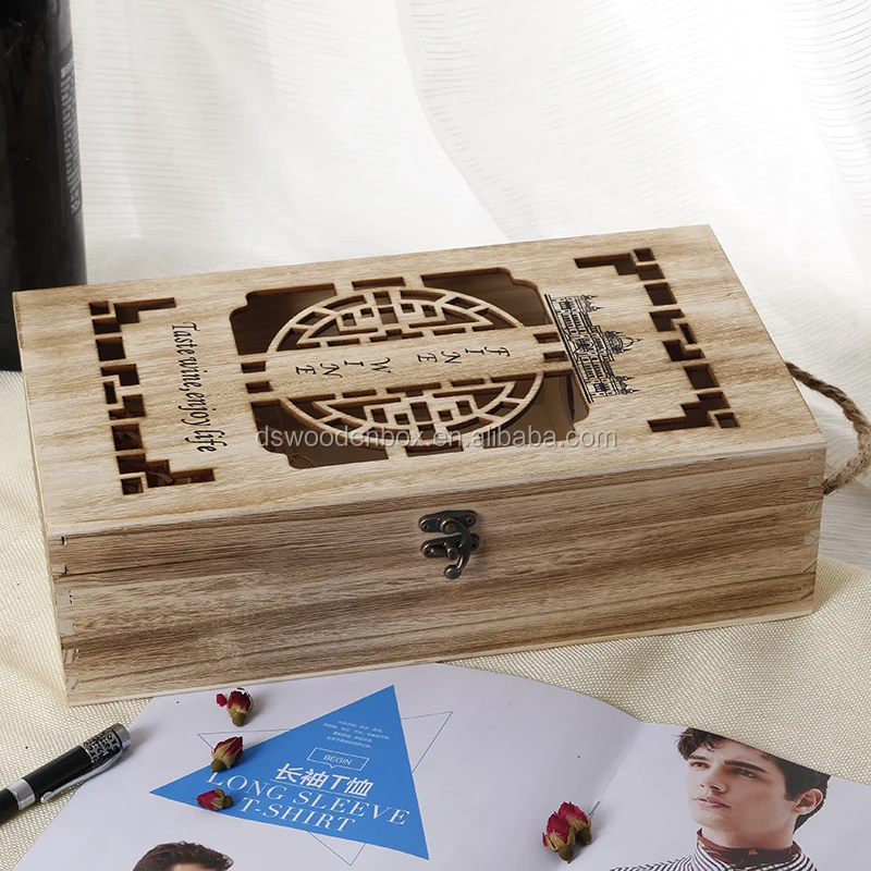 Personalized Engraved Christmas Vintage Wedding Gift Wooden Wine Box