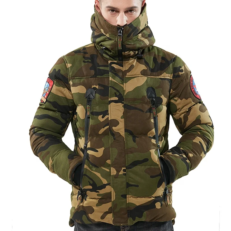 Мужское зимнее пальто с капюшоном и защитой от ветра