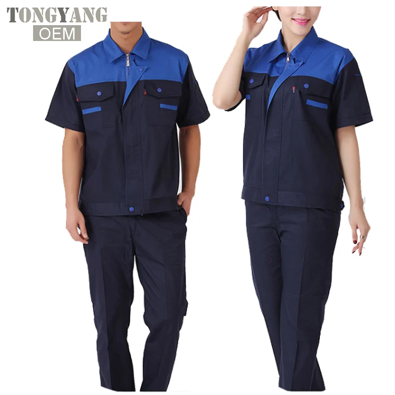 TONGYANG New Men Women Work Clothing Sets Workwear Suits Summer Short Sleeve Jackets+Pants Factory Car Repair Workers Uniforms