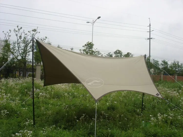 Fashion Tarp Camping Awning Big Canvas Tent Sun Shelter Stylish Rain Sheet Webbing Strap Padded with Metal Eyelet