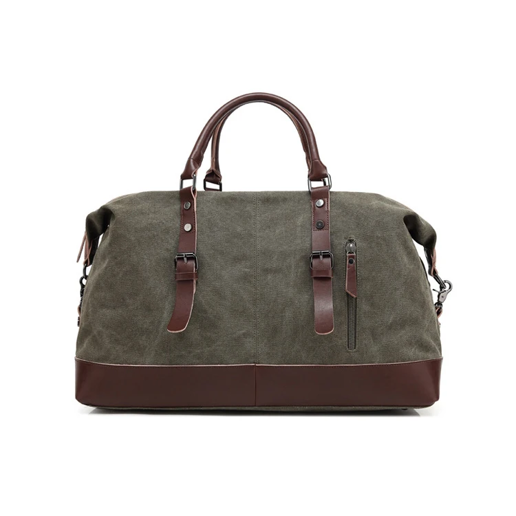 American Top Seller large leather shoulder strap canvas travelling tote weekender bag mens duffle bag custom travel bags luggage
