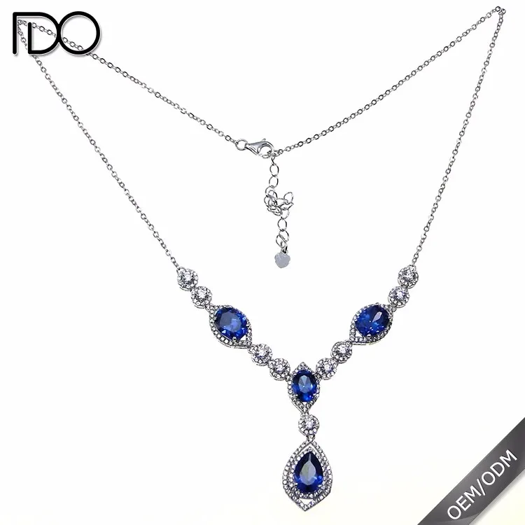 Tanzanite Cz Necklace 925 Silver Blue Tanzanite Gemstone Designs Jewelry Women Gift Necklace