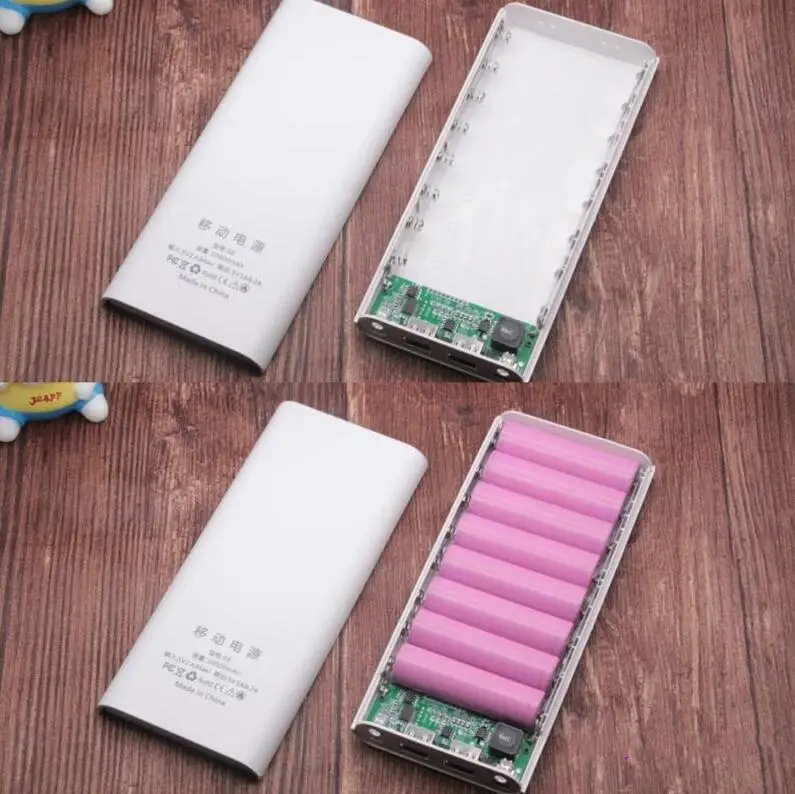 NEW Power Bank 2 Ports 8x18650 DIY Portable Battery Power Bank Shell Case high capacity powerbanks