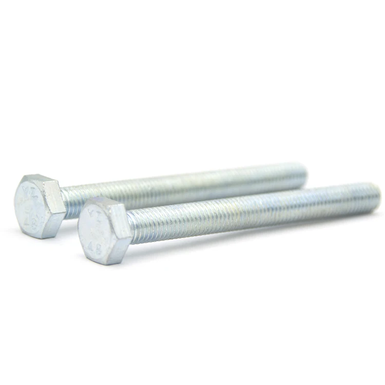 
m10*100 din 933 full thread white zinc plate hex head grade 4.8 bolt 
