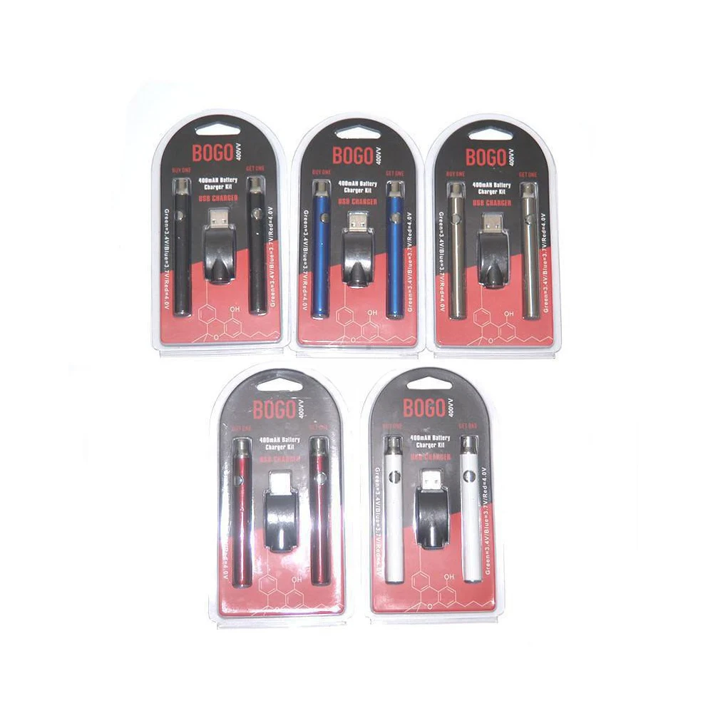 Low price  bogo DOUBLE Kit preheat 400mah voltage adjustable 510 vape pen starter kits