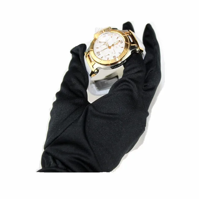 Wholesale Promotional Custom Logo Printed Microfiber Black Jewelry Polishing Dusting Gloves For Rolex Watches Use