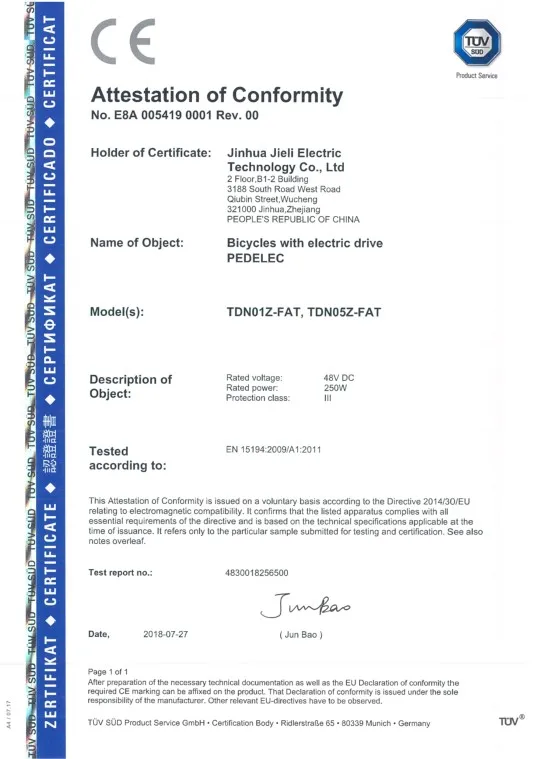 TUV certification Israel Full suspension fat tire folding ebike