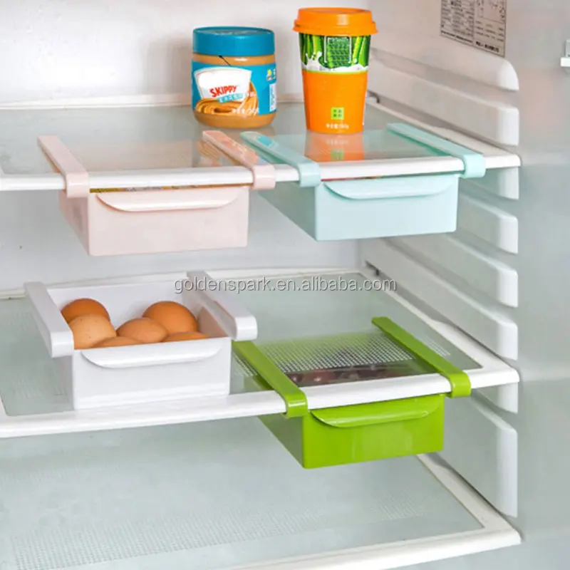Slide Kitchen Fridge Space Freezer Organizer Saver Storage Rack Shelf Holder