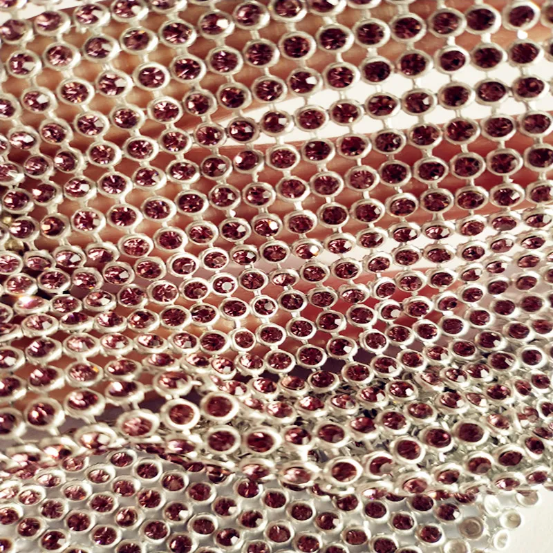 
Hot sell 3mm crystal rhinestone mesh 24rows resin beads trimming plastic banding pearl 