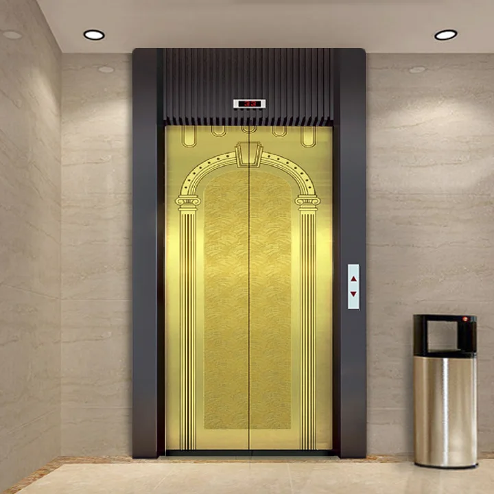 Роскошная дверь пассажирского лифта с покрытием из поливинилхлорида/8K с зеркальной поверхностью