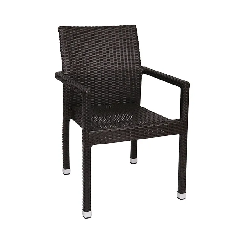 Factory Direct Selling Material Woven Rattan Outdoor Dining Chair Back Arm Dinner Chair Black Dining Chairs