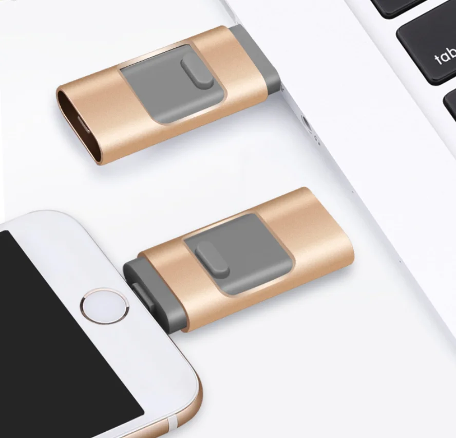 Custom 3 in 1 OTG usb flash drive for iphone android PC