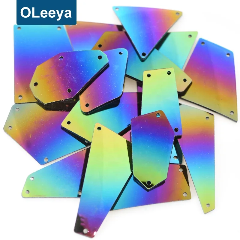 New Green Sewing Crystal Gemstones Over 37 Shape Flatback Acrylic Mirror Sticker Finish Sew on Rhinestones for Evening Dress