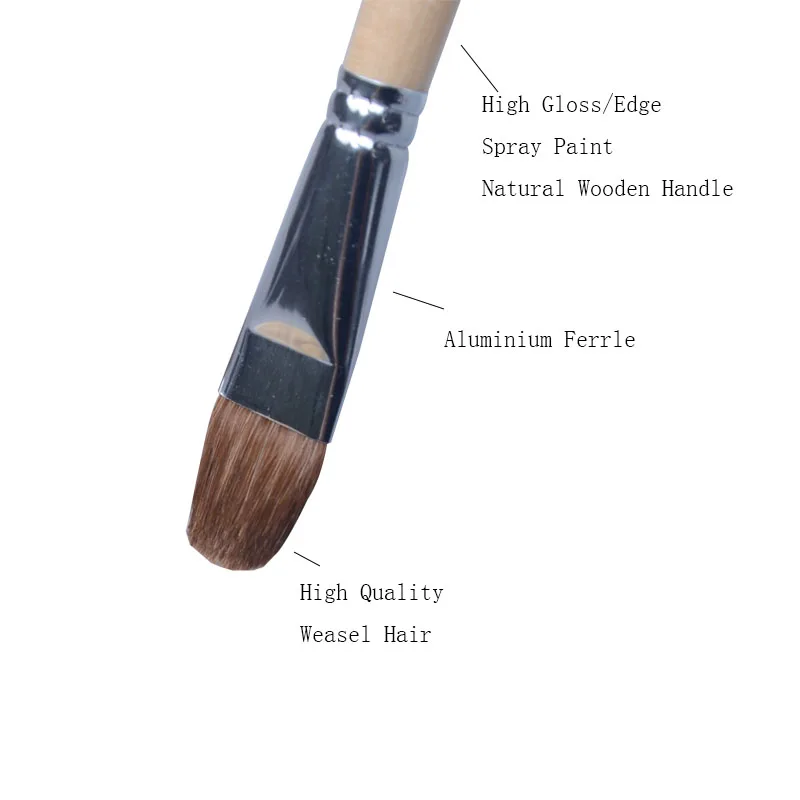 Factory Natural Wood Handle Artist Filbert Paint Brush Set 12 pcs