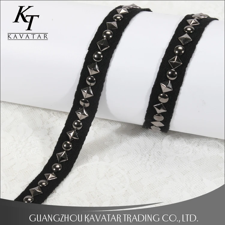 Kavatar wholesale custom black polyester decoration tape trim with Copper