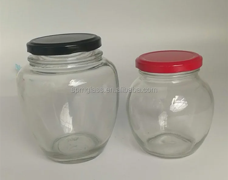 350ml round belly shaped airtight glass jar food with metal lid