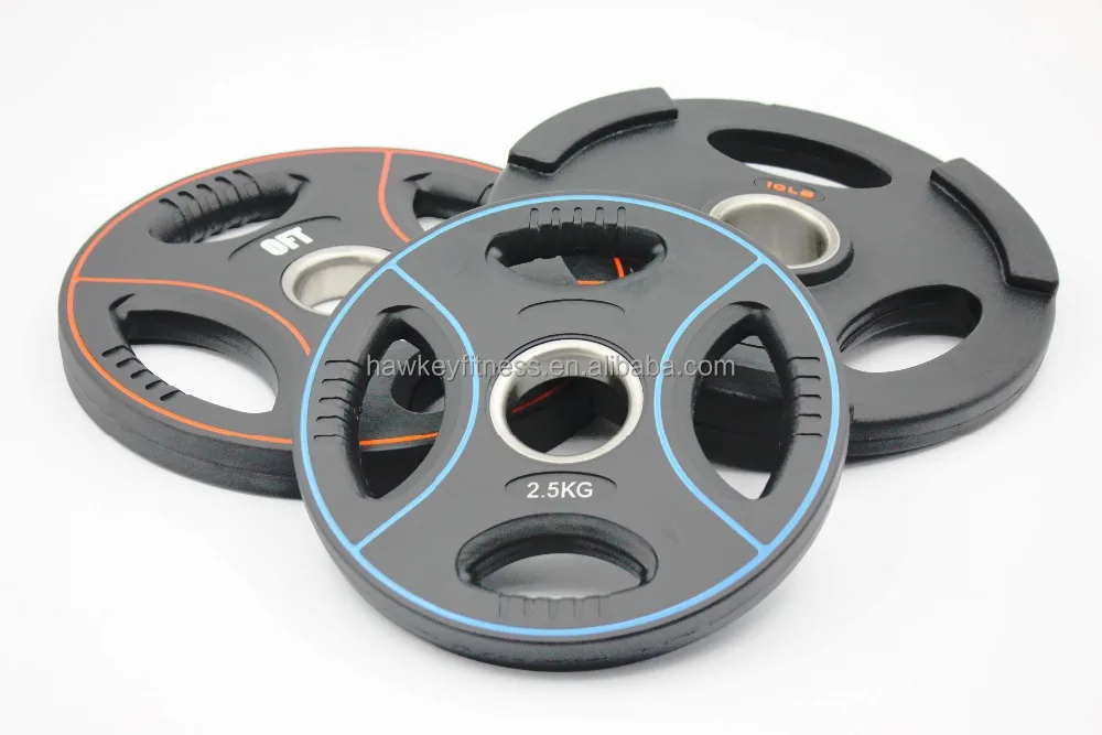popular Rubber Coated weight plate with three holes
