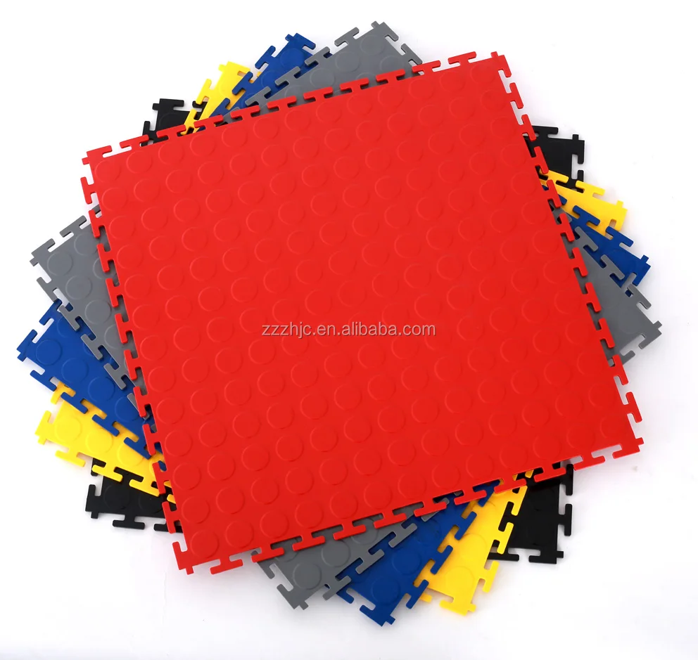 waterproof pure pvc interlocking vinyl floor tiles 500*500 for indoor garage use/removable plastic interlocking floor mats