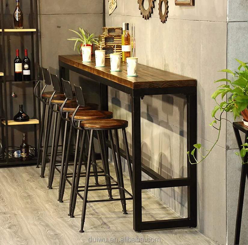 Foshan, оптовая продажа, Железная мебель для бистро, барный стол из массива дерева и паб