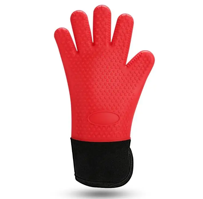 Фабричные термостойкие Водонепроницаемые силиконовые варежки для барбекю и кухни