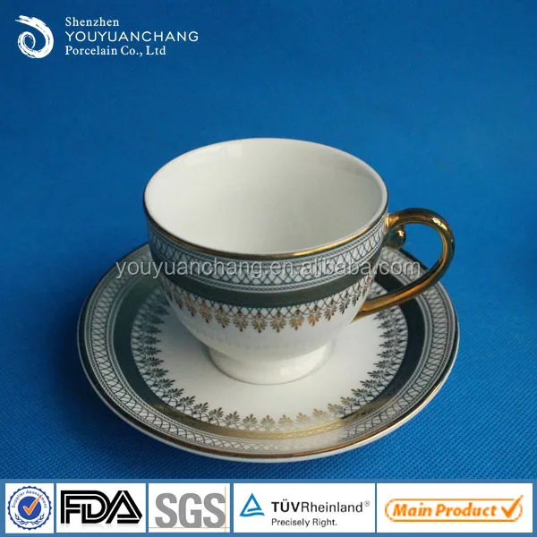 
Electroplated gold and silver design porcelain cup and saucer set 