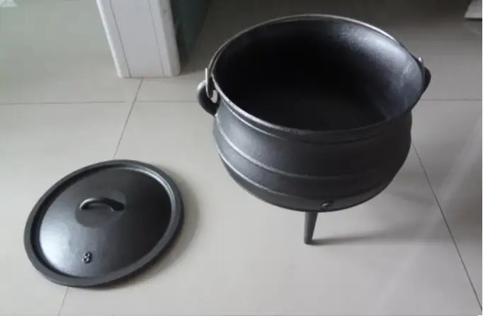 3 Legs Camping Preseasoned Cast Iron South African Pot