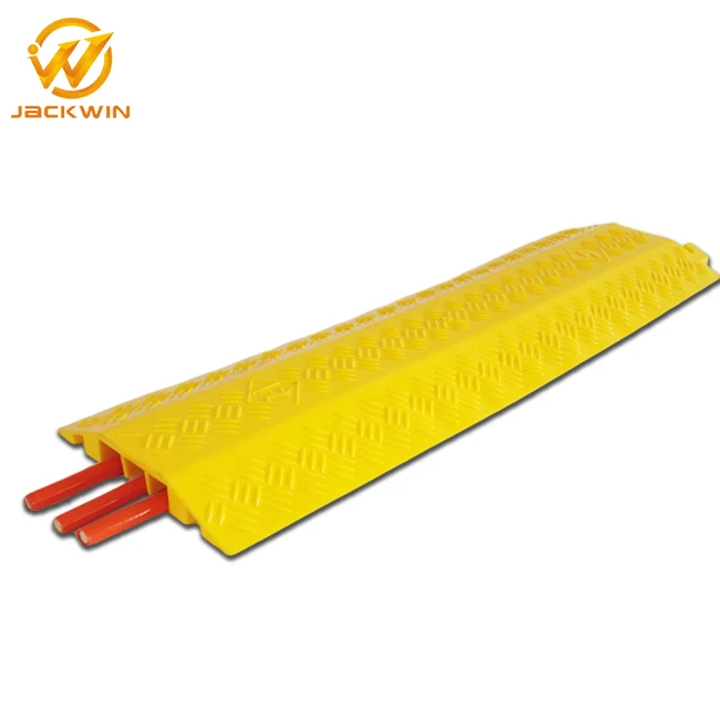 1000mm Yellow Indoor Plastic 3 Channel Cable Protector Guard Ramp PVC Cable Cover