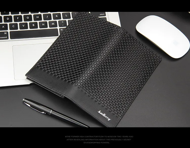 Baellerry 2018 new Style mens long Section PU leather Grid Pattern wallets